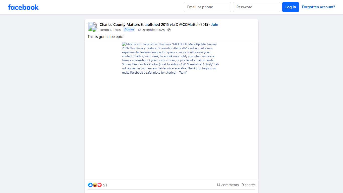 Charles County Matters Established 2015 via X @CCMatters2015 | This is gonna be epic | Facebook